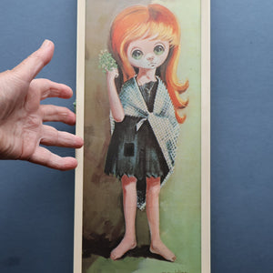 Vintage 1970's Kitsch "Big Eyes" Print By D Golding. Little Beggar Girl