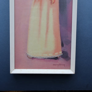Vintage 1970's Kitsch "Big Eyes" Print By D Golding. Bedtime - Girl with Her Teddy Bear