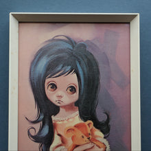 Load image into Gallery viewer, Vintage 1970&#39;s Kitsch &quot;Big Eyes&quot; Print By D Golding. Bedtime - Girl with Her Teddy Bear
