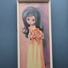 Load image into Gallery viewer, Vintage 1970&#39;s Kitsch &quot;Big Eyes&quot; Print By D Golding. Bedtime - Girl with Her Teddy Bear

