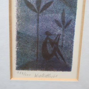 Karel Oberthor (1921 - 1996). 1960s Limited Edition Lithograph Entitled Moonlight Romance. Pencil Signed