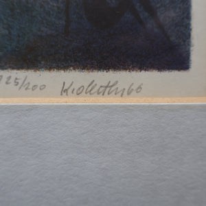 Karel Oberthor (1921 - 1996). 1960s Limited Edition Lithograph Entitled Moonlight Romance. Pencil Signed