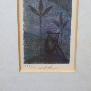 Karel Oberthor (1921 - 1996). 1960s Limited Edition Lithograph Entitled Moonlight Romance. Pencil Signed