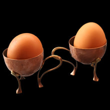 Load image into Gallery viewer, ARTS AND CRAFTS. Sweet PAIR of Antique WMF Planished Copper &amp; Brass Egg Cups
