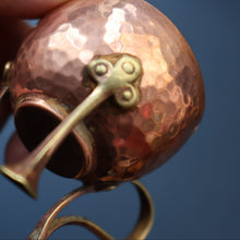 Load image into Gallery viewer, ARTS AND CRAFTS. Sweet PAIR of Antique WMF Planished Copper &amp; Brass Egg Cups
