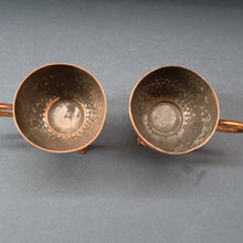 Load image into Gallery viewer, ARTS AND CRAFTS. Sweet PAIR of Antique WMF Planished Copper &amp; Brass Egg Cups
