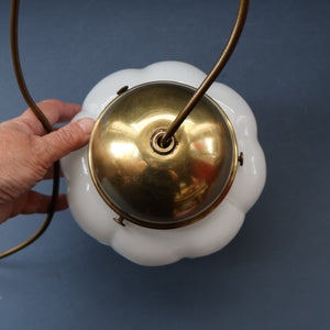 Vintage Opaque White Milk Glass ART DECO Hanging Lampshade with Brass Fittings
