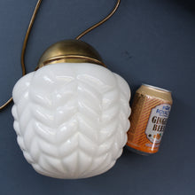 Load image into Gallery viewer, Vintage Opaque White Milk Glass ART DECO Hanging Lampshade with Brass Fittings
