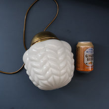 Load image into Gallery viewer, Vintage Opaque White Milk Glass ART DECO Hanging Lampshade with Brass Fittings
