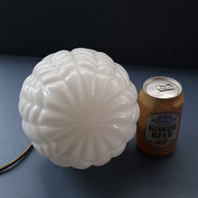 Load image into Gallery viewer, Vintage Opaque White Milk Glass ART DECO Hanging Lampshade with Brass Fittings
