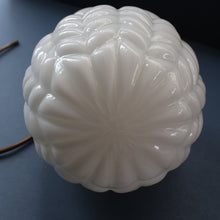 Load image into Gallery viewer, Vintage Opaque White Milk Glass ART DECO Hanging Lampshade with Brass Fittings
