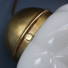 Load image into Gallery viewer, Vintage Opaque White Milk Glass ART DECO Hanging Lampshade with Brass Fittings
