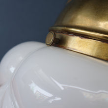 Load image into Gallery viewer, Vintage Opaque White Milk Glass ART DECO Hanging Lampshade with Brass Fittings
