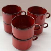 Load image into Gallery viewer, Set of SIX Villeroy &amp; Boch Large BREAKFAST Cups. 1980s Granada Design with Red Glaze
