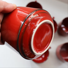 Load image into Gallery viewer, Set of SIX Villeroy &amp; Boch Large BREAKFAST Cups. 1980s Granada Design with Red Glaze
