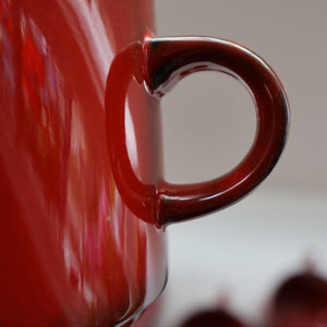 Set of SIX Villeroy & Boch Large BREAKFAST Cups. 1980s Granada Design with Red Glaze