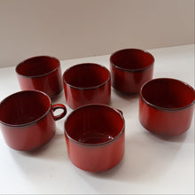 Load image into Gallery viewer, Set of SIX Villeroy &amp; Boch Large BREAKFAST Cups. 1980s Granada Design with Red Glaze
