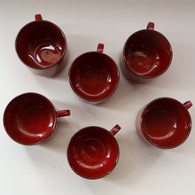 Load image into Gallery viewer, Set of SIX Villeroy &amp; Boch Large BREAKFAST Cups. 1980s Granada Design with Red Glaze
