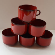 Load image into Gallery viewer, Set of SIX Villeroy &amp; Boch Large BREAKFAST Cups. 1980s Granada Design with Red Glaze
