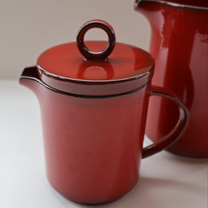Villeroy & Boch Large JUG and Smaller LIDDED JUG. 1980s Granada Design with Red Glaze 