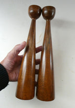 Load image into Gallery viewer, Tall Vintage Scandi-Style Teak Wooden Candlesticks with Metal Sconces
