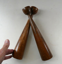 Load image into Gallery viewer, Tall Vintage Scandi-Style Teak Wooden Candlesticks with Metal Sconces
