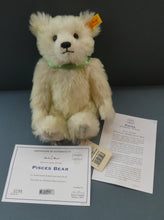 Load image into Gallery viewer, Limited Edition Danbury Mint / Steiff PISCES Small White Mohair Teddy Bear. 9 inches

