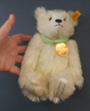 Load image into Gallery viewer, Limited Edition Danbury Mint / Steiff PISCES Small White Mohair Teddy Bear. 9 inches
