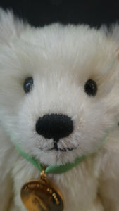 Limited Edition Danbury Mint / Steiff PISCES Small White Mohair Teddy Bear. 9 inches