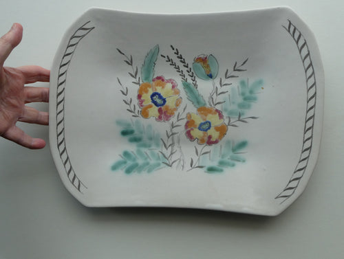 1950s SUMMERTIME Buchan Stoneware Serving Platter or Dish with Floral Pattern