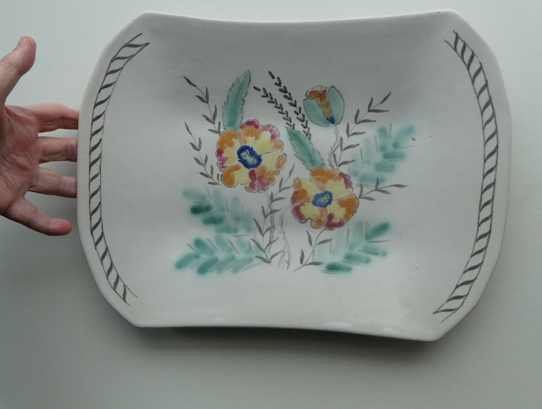 1950s SUMMERTIME Buchan Stoneware Serving Platter or Dish with Floral Pattern