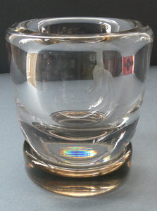 Art Deco 1930s Swedish Glass. Orrefors Squat Vase by Vicke Linstrand Decorated with Engraved Deer