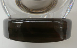Art Deco 1930s Swedish Glass. Orrefors Squat Vase by Vicke Linstrand Decorated with Engraved Deer