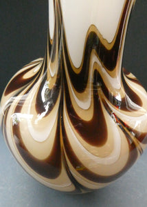 Mid Century Italian V.B Opaline ZEBRA Stripe Glass Vase. 12 1/4 inches in height