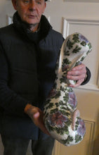 Load image into Gallery viewer, MASSIVE Mid-Century Italian Pottery Hound Dog Decorated with Hand-Painted Flowers. Height 18 inches
