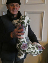 Load image into Gallery viewer, MASSIVE Mid-Century Italian Pottery Hound Dog Decorated with Hand-Painted Flowers. Height 18 inches
