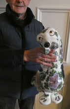 Load image into Gallery viewer, MASSIVE Mid-Century Italian Pottery Hound Dog Decorated with Hand-Painted Flowers. Height 18 inches
