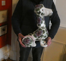 Load image into Gallery viewer, MASSIVE Mid-Century Italian Pottery Hound Dog Decorated with Hand-Painted Flowers. Height 18 inches
