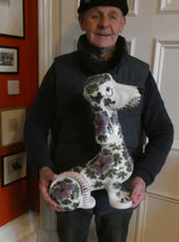 Load image into Gallery viewer, MASSIVE Mid-Century Italian Pottery Hound Dog Decorated with Hand-Painted Flowers. Height 18 inches
