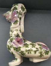 Load image into Gallery viewer, MASSIVE Mid-Century Italian Pottery Hound Dog Decorated with Hand-Painted Flowers. Height 18 inches
