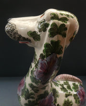 Load image into Gallery viewer, MASSIVE Mid-Century Italian Pottery Hound Dog Decorated with Hand-Painted Flowers. Height 18 inches
