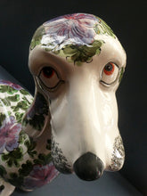 Load image into Gallery viewer, MASSIVE Mid-Century Italian Pottery Hound Dog Decorated with Hand-Painted Flowers. Height 18 inches
