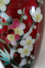 Load image into Gallery viewer, Antique Japanese Cloisonne Red Ginbari Enamel Vase with Ando Jubei Studio Flower Mark Media 1 of 26
