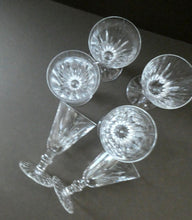 Load image into Gallery viewer, WATERFORD CRYSTAL &quot;Eileen&quot;. SET OF SIX Sherry or Port Glasses. Each 4 1/2 inches in height
