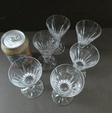 Load image into Gallery viewer, WATERFORD CRYSTAL &quot;Eileen&quot;. SET OF SIX Sherry or Port Glasses. Each 4 1/2 inches in height
