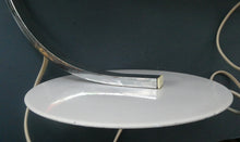 Load image into Gallery viewer, Vintage 1970s Table Lamp with White Opaque Glass Shade and Curved Chrome Arm
