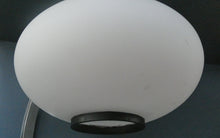 Load image into Gallery viewer, Vintage 1970s Table Lamp with White Opaque Glass Shade and Curved Chrome Arm
