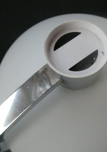 Vintage 1970s Table Lamp with White Opaque Glass Shade and Curved Chrome Arm