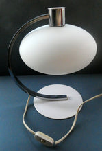 Load image into Gallery viewer, Vintage 1970s Table Lamp with White Opaque Glass Shade and Curved Chrome Arm
