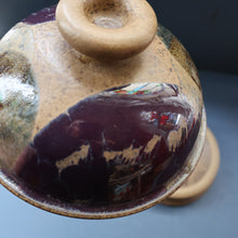 Load image into Gallery viewer, 1970s STUDIO POTTERY.  Small Cheese Dome with Abstract Floral Motifs. Crich Pottery (Diana Worthy)
